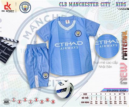 Bộ Quần Áo bóng đá trẻ em CLB Man City Xanh Sân Nhà 2023-2024